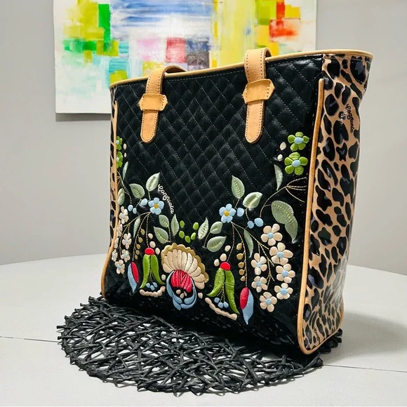 Consuela Black and Tan Floral Tote - Picture 3 of 16